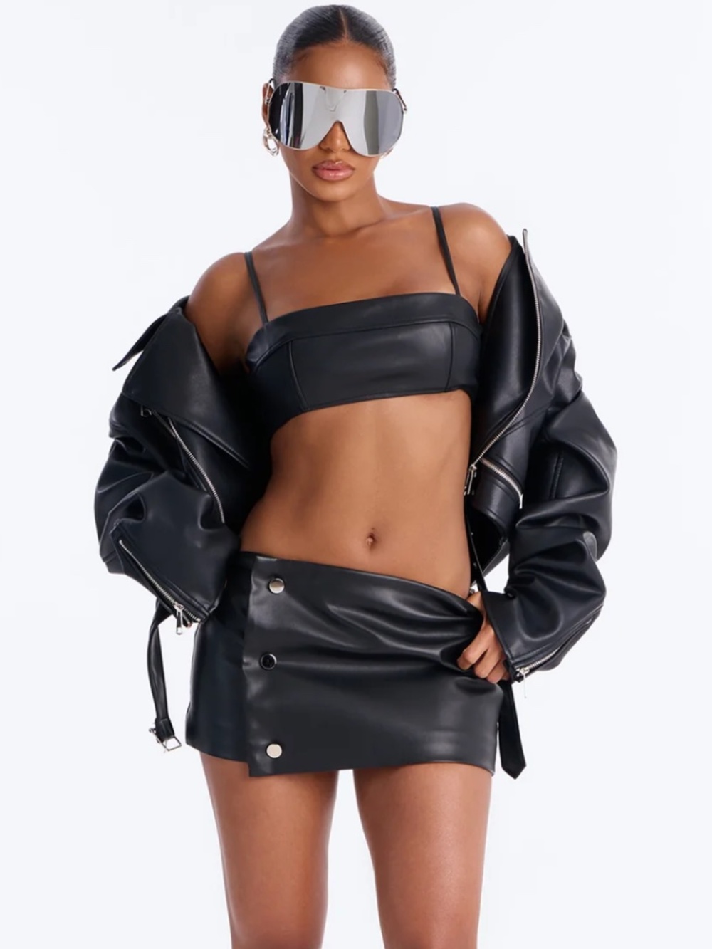 Endless Night Faux Leather Bra Top- Small